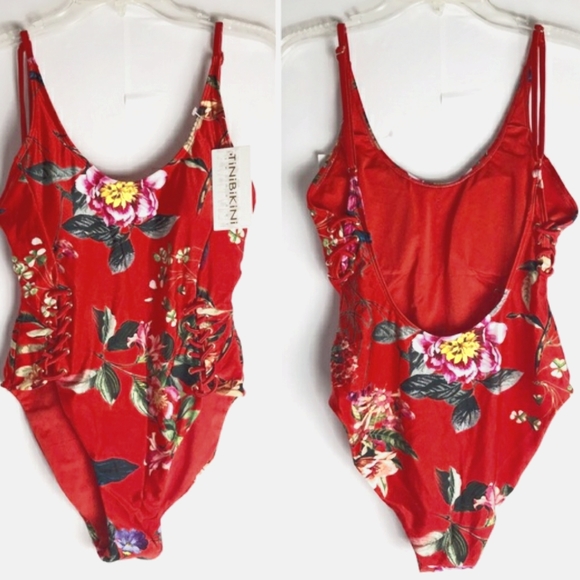 Floral 1-Pce High-Waisted Bathing Suit - Picture 1 of 8